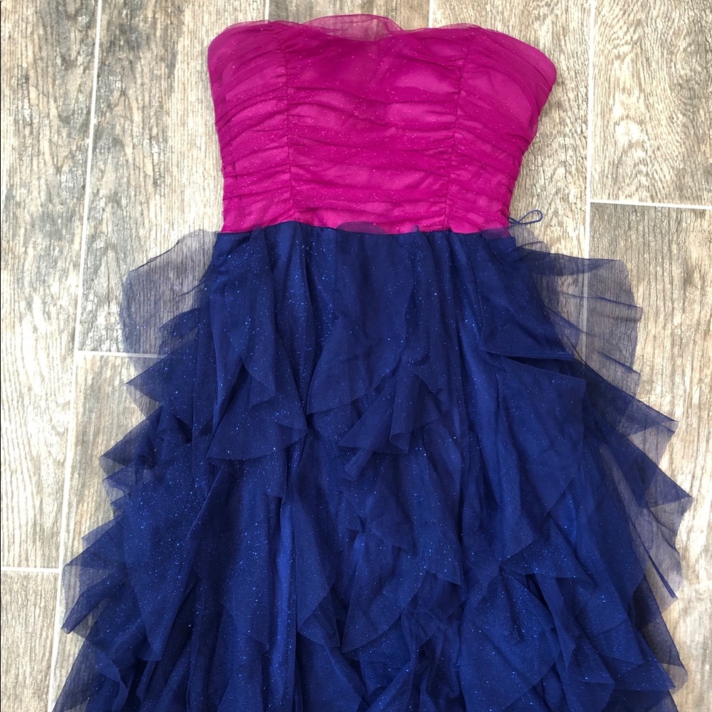 Pink and Blue Ruffled Party Dress